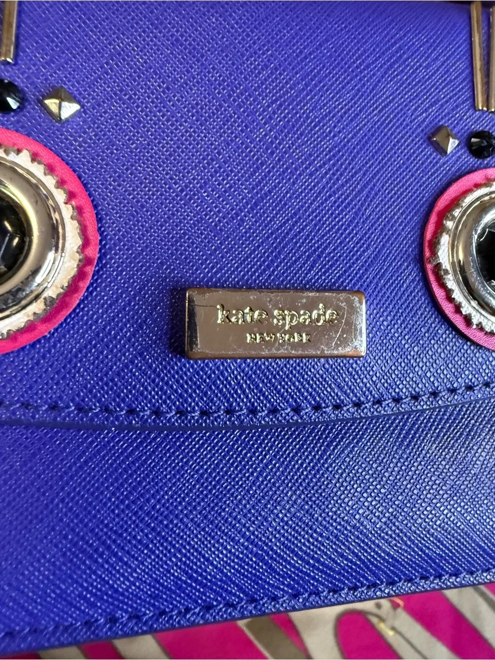 Kate Spade Liana Monster Purple Leather Clutch Wallet
